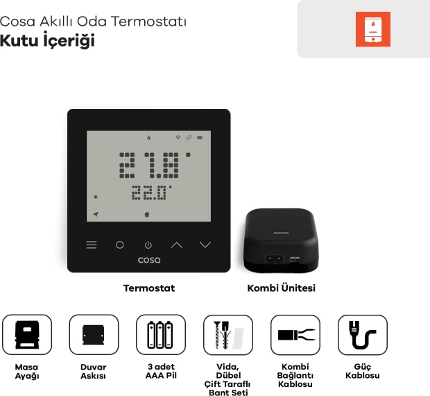 Akıllı Oda Termostatı Kablosuz Kombi Kontrolü V5
