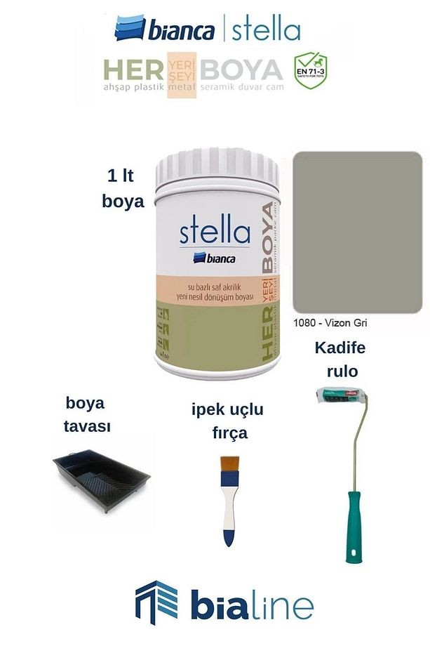 Stella Boya Seti(1 Lt Boya -Rulo-Fırça-Boya Tavası)