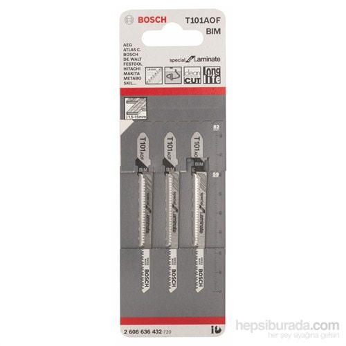 BOSCH - Laminant İçin Özel T 101 Aof Dekupaj Testeresi Bıçağı - 3'Lü Paket