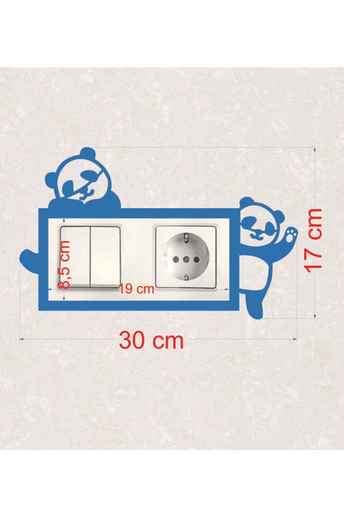 2119-m Lazer Kesim Ahşap Anahtar Priz Çerçevesi Mavi Ikili Panda