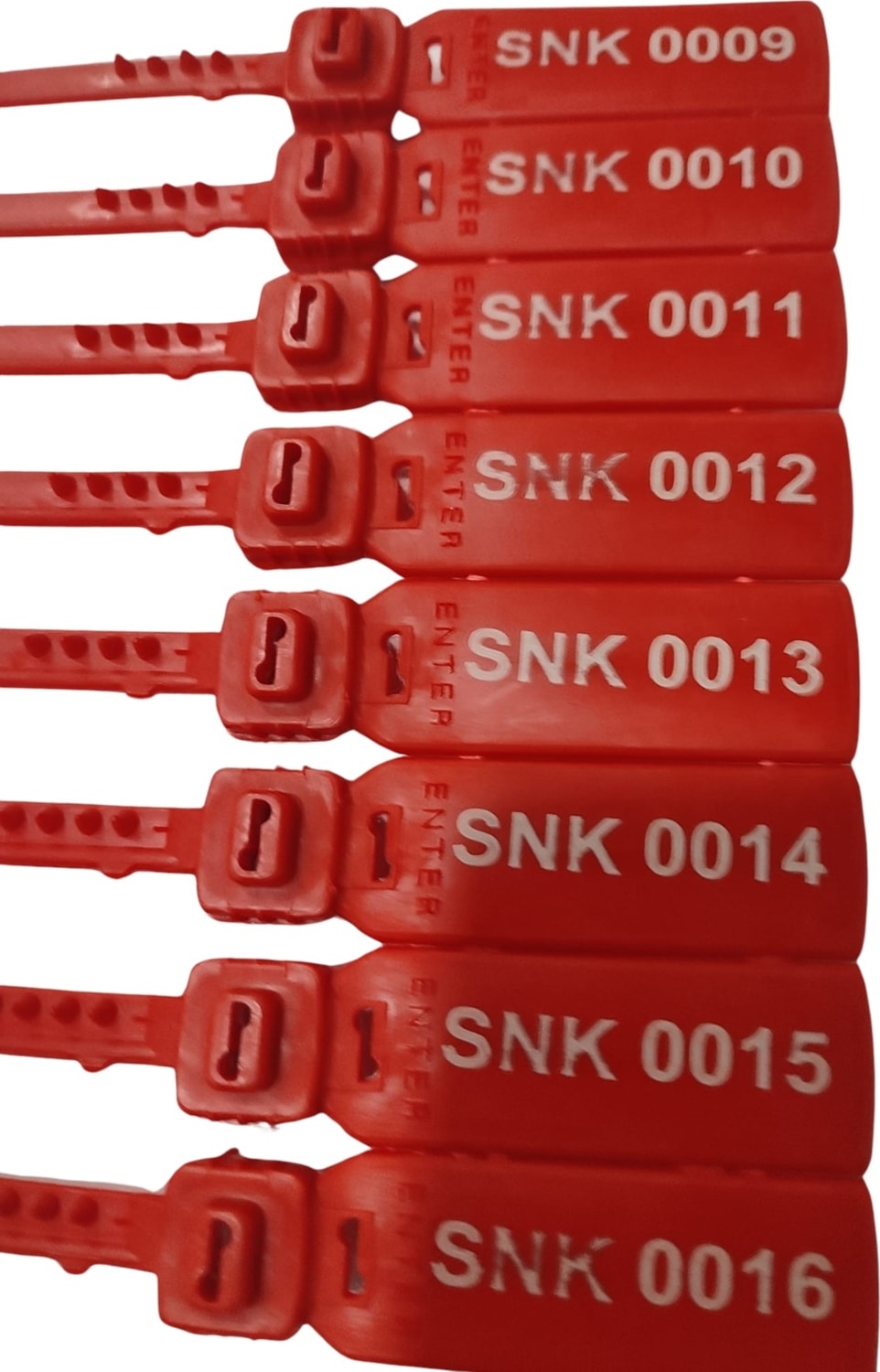 Senkronseals Metal Klipsli Plastik Kayış Mühür Kırmızı Sıra Numaralı- 360MM / 100 Adet