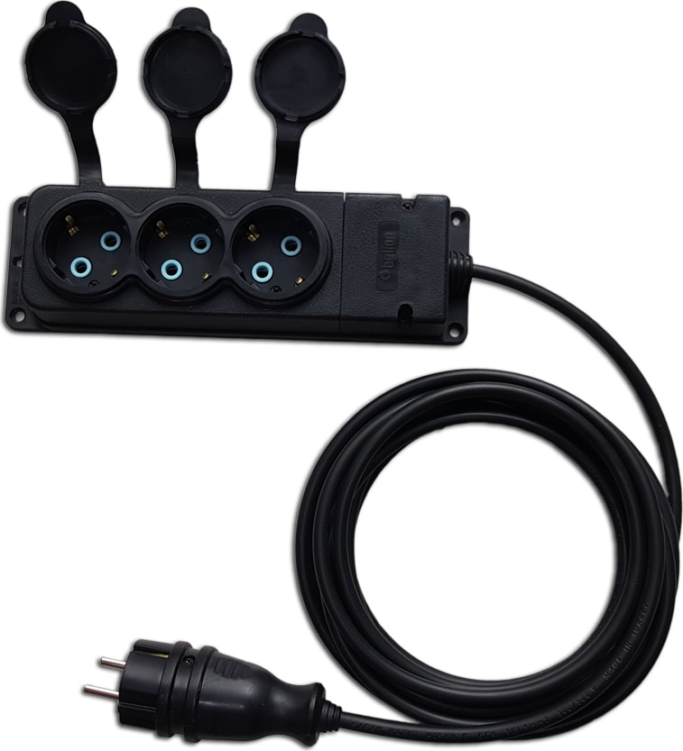 Kauçuk 3 Lü 3 Mt Kablolu grup Priz