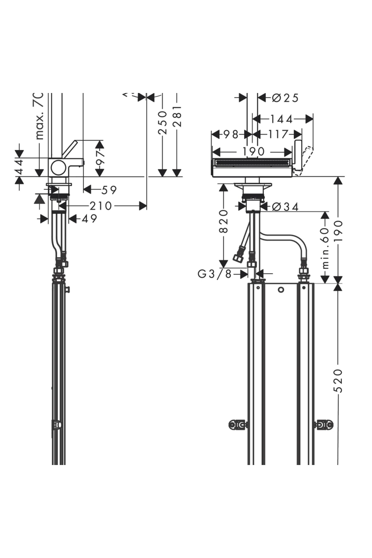 Aquno Select M81 tek Kollu Eviye Bataryası 250 Çekilebilir Gaga, 2jet, Sbox - 73830000