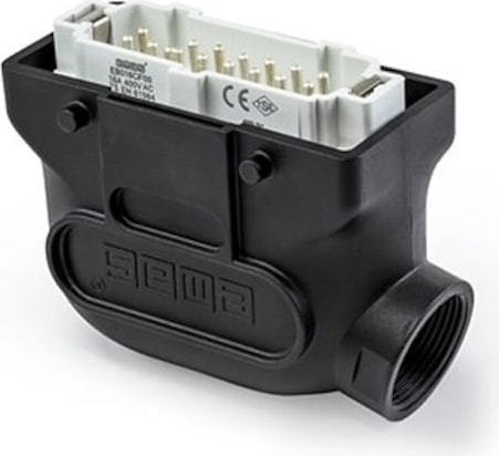 Metal 16 Kontak Uzatma Tipi Fiş 16A Yandan Girişli Siyah