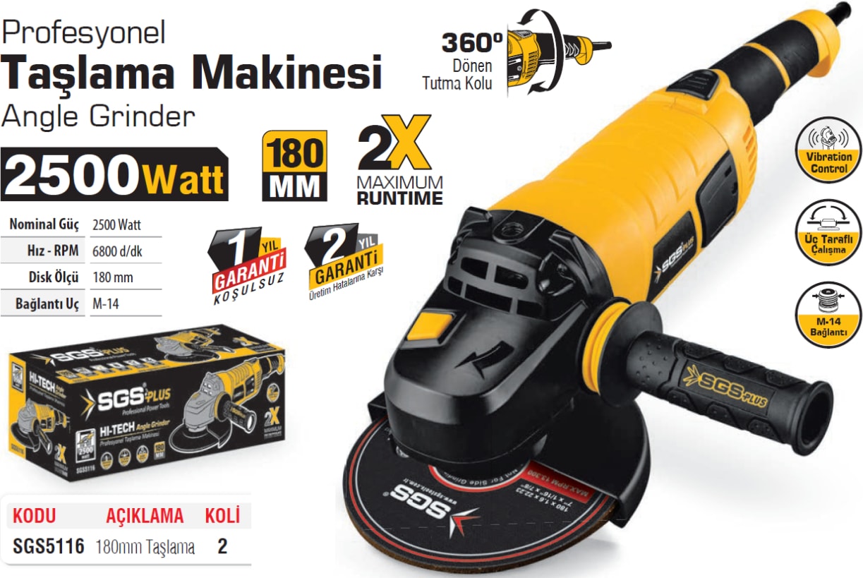 SGS 180 mm Flex Taşlama 2500W
