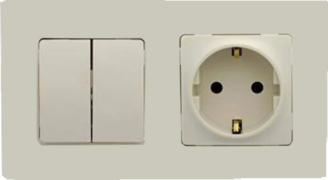 Salbei Bej (Krem) 2'li Set Komütatör ve Topraklı Priz Set