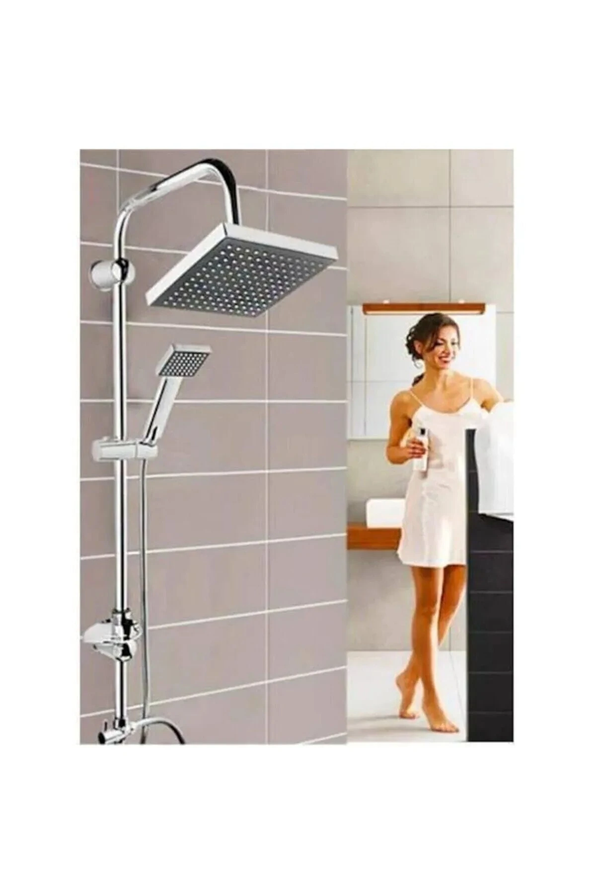 Kare Tepe Duş Seti Yağmurlama Duş Robotu Eski Tip Banyo Bataryası