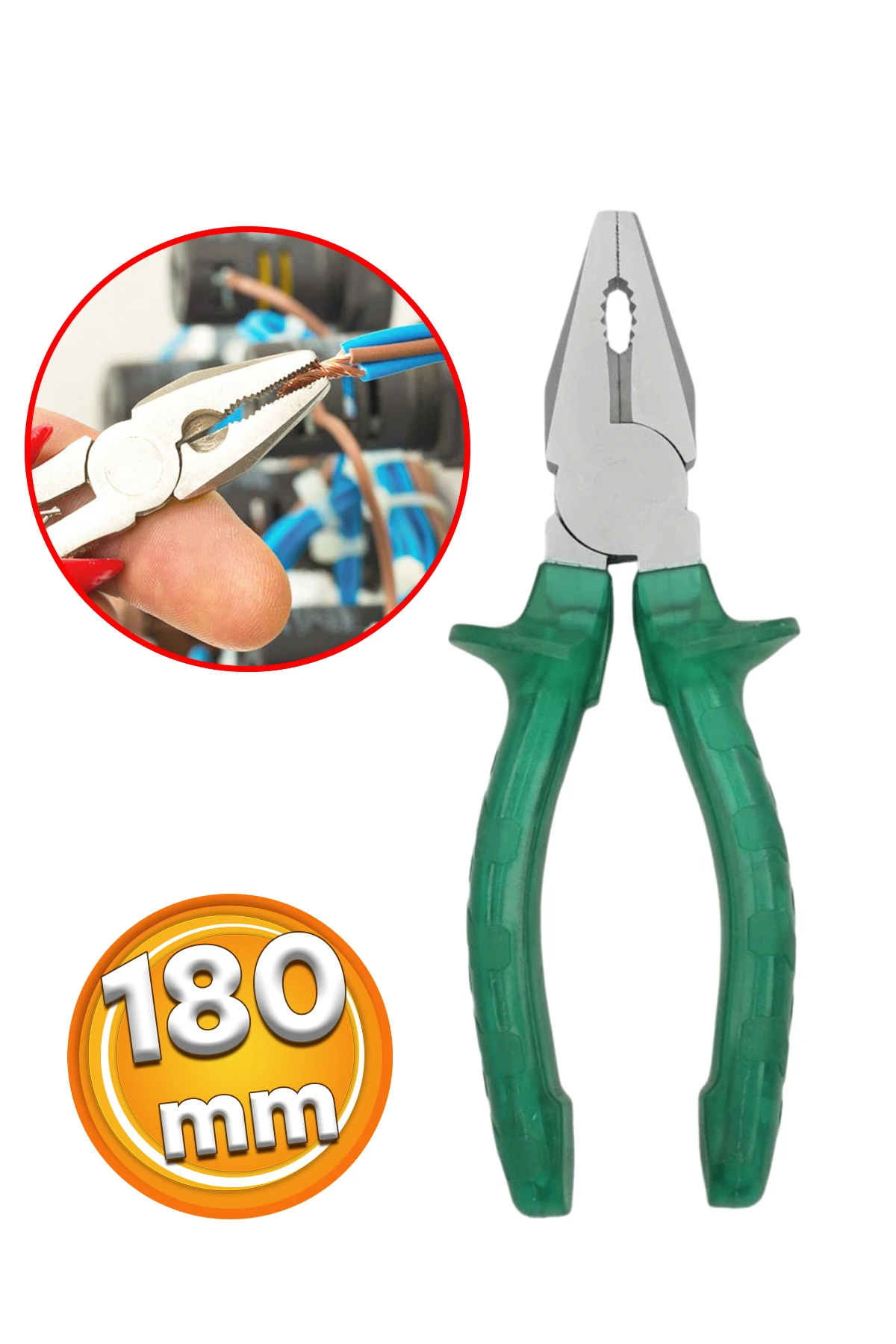 Çok Amaçlı Sağlam Ekonomik Pense 180 mm Ergonomik Pvc İzole Saplı Tel Keblo Kesme Sıyırma Sıkma