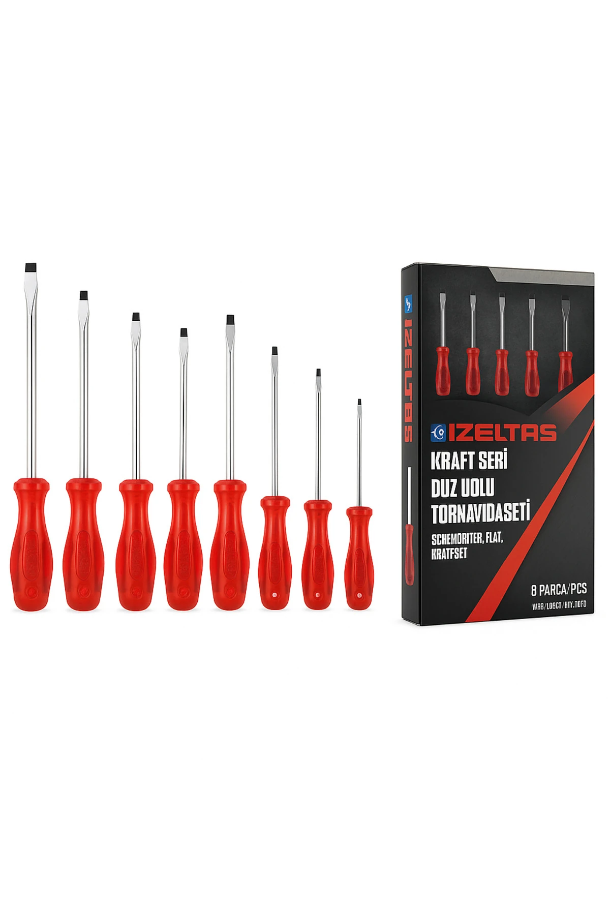 Düz Uçlu Tornavida Takımı 8 Parça Kraft Seri