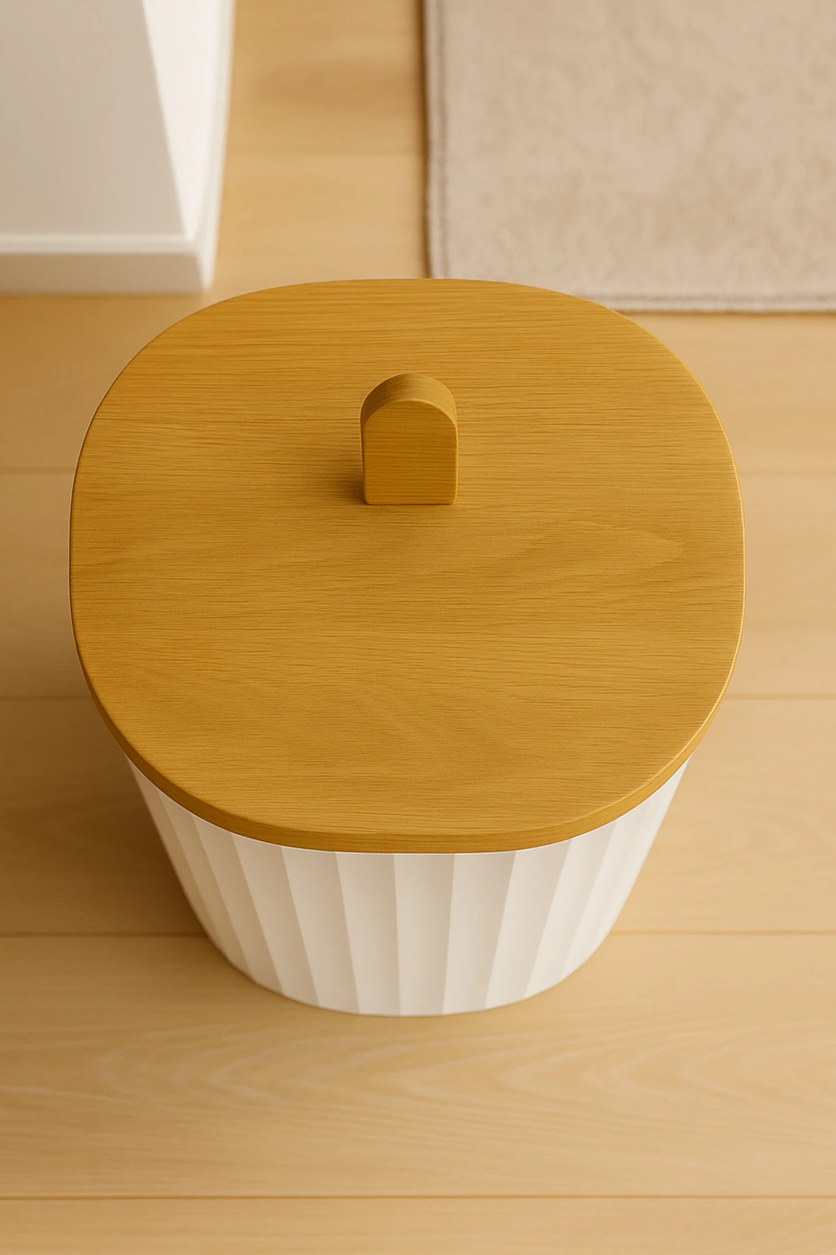 Bambu Kapaklı 15 LT Çöp Kovası – Doğal ve Şık Mutfak Çöp Kovası