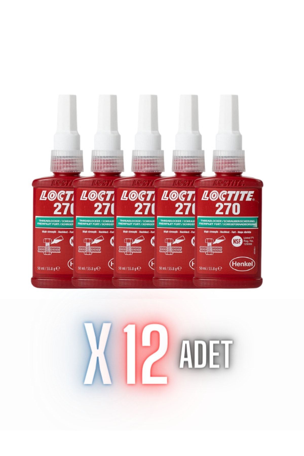 Loctite 270 - 50ml | Vida Gevşemezlik | Yüksek Mukavemet 12 Adet