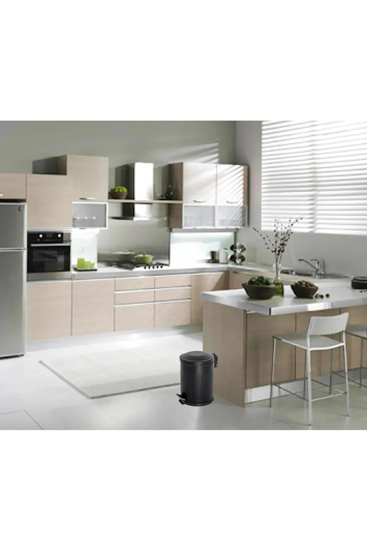 Vintage Serisi Amortisör Kapaklı 3 Litre Vintage Siyah Çöp Kovası Pedallı Banyo Mutfak Tuvalet