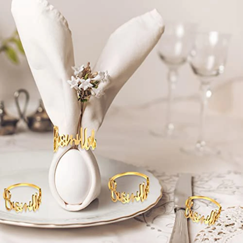 Peçete Halkaları, Ramazan Peçete Halkaları Metal Peçete Tokaları Islam Müslüman Düğün Partisi Için Altın Masa Dekorasyonu (Yurt Dışından)