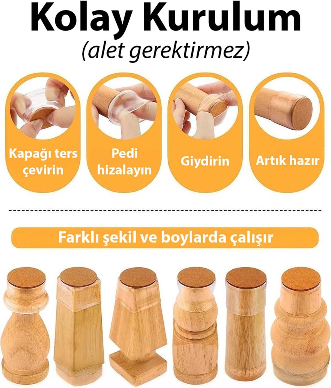 Orta Boy (2 cm ve 2.8 Cm) Füme Keçeli Silikon Masa Sandalye Pabuç Sandalye Kaydırmaz Zemin Koruyucu