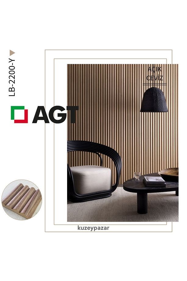 AGT Duvar Lambri Profili Lb 2200- AÇIK CEVİZ