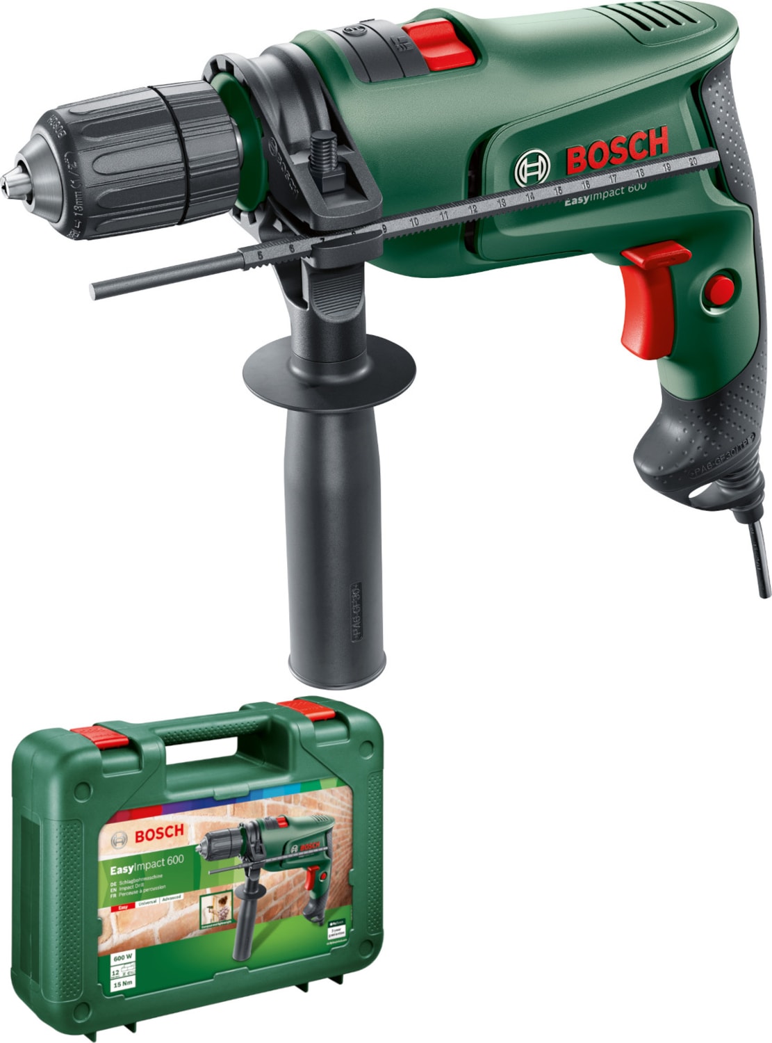 BOSCH EasyImpact 600 Darbeli Matkap 600W - Yüksek Performanslı Anahtarlı Mandren, 10 mm, Kompakt Elektrikli Tasarım