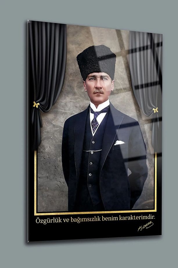 Atatürk 3'lü Set Cam Tablo- Atatürk Tablosu - İstiklal Marşı Tablosu - Gençliğe Hitabe Tablosu