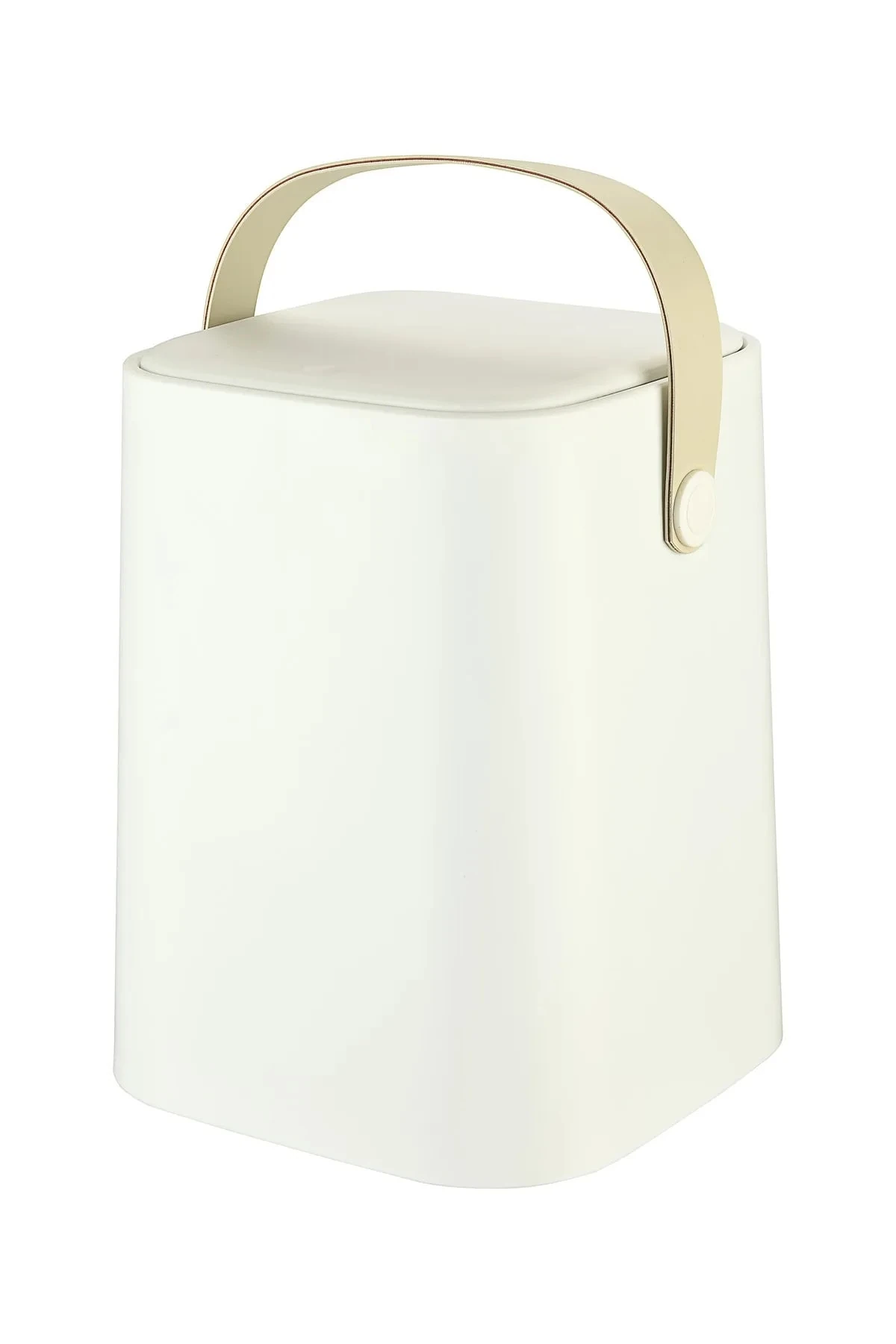 8 Lt Click Kapaklı Tutma Saplı Iç Kovalı Tezgah Üst Mutfak Çöp Kovası - Beyaz (büyük Boy)