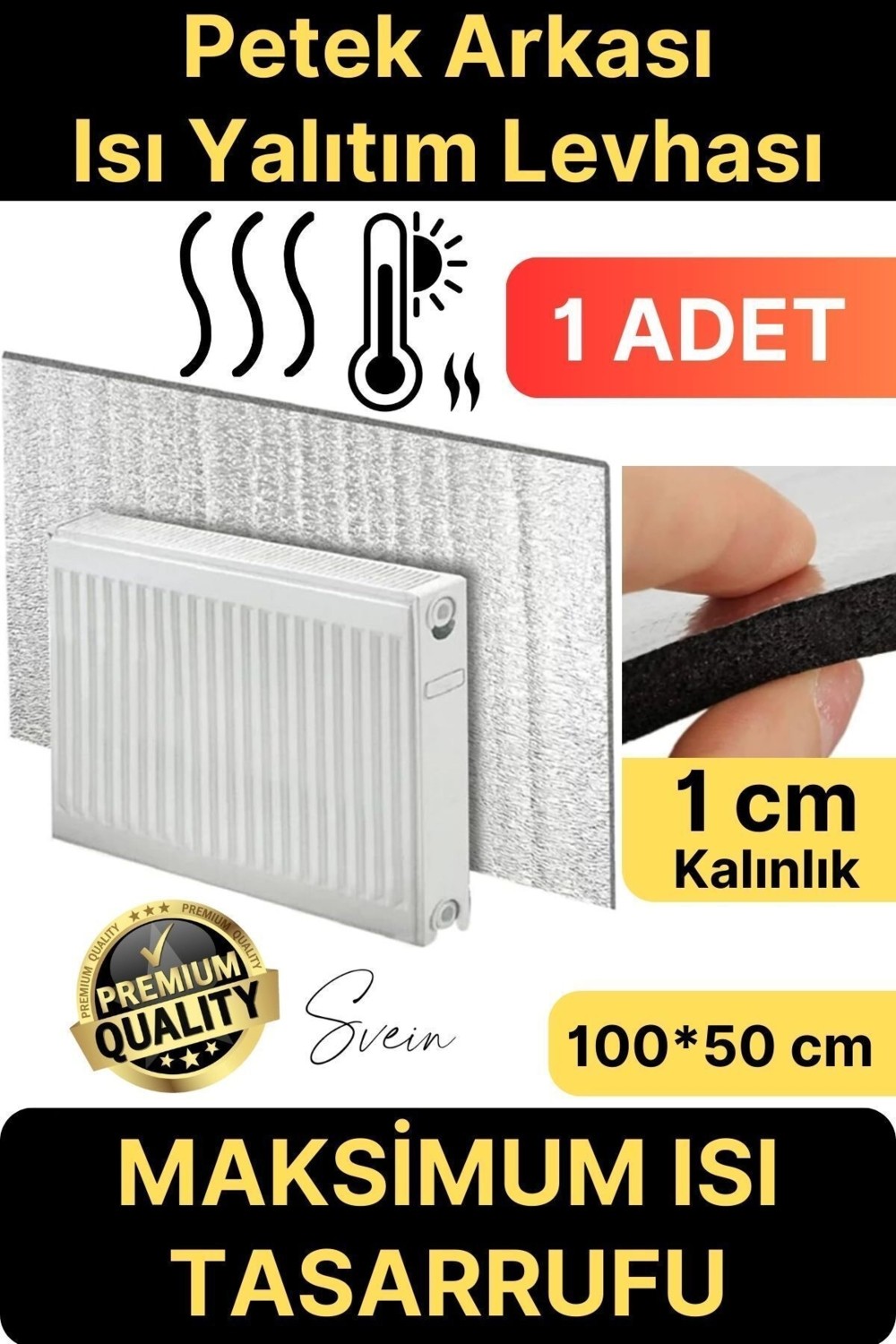 1 Adet Petek Arkası 1 cm Isı Yalıtım Levhası Radyatör Izolasyon Kalorifer Ev Ofis Tasarruf Arkalığı