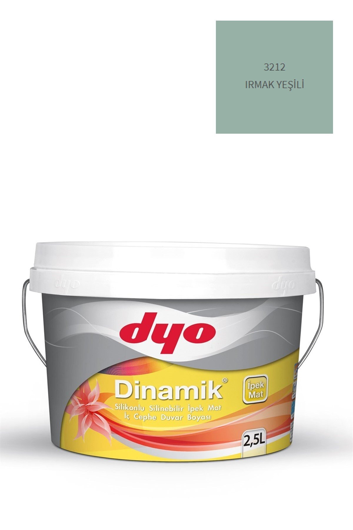 DYO Dinamik Silikonlu Silinebilir Ipek Mat Iç Cephe Duvar Boyası 3212 Irmak Yeşili 2,5 Lt
