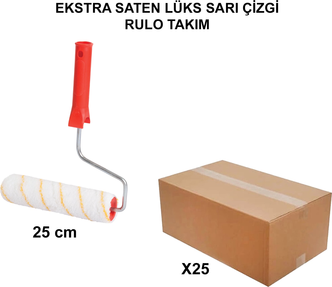 Izmir Fırça Arge Toptan Ekstra Saten Lüks Sarı Çizgi 25 Cm-25 Adet 012356