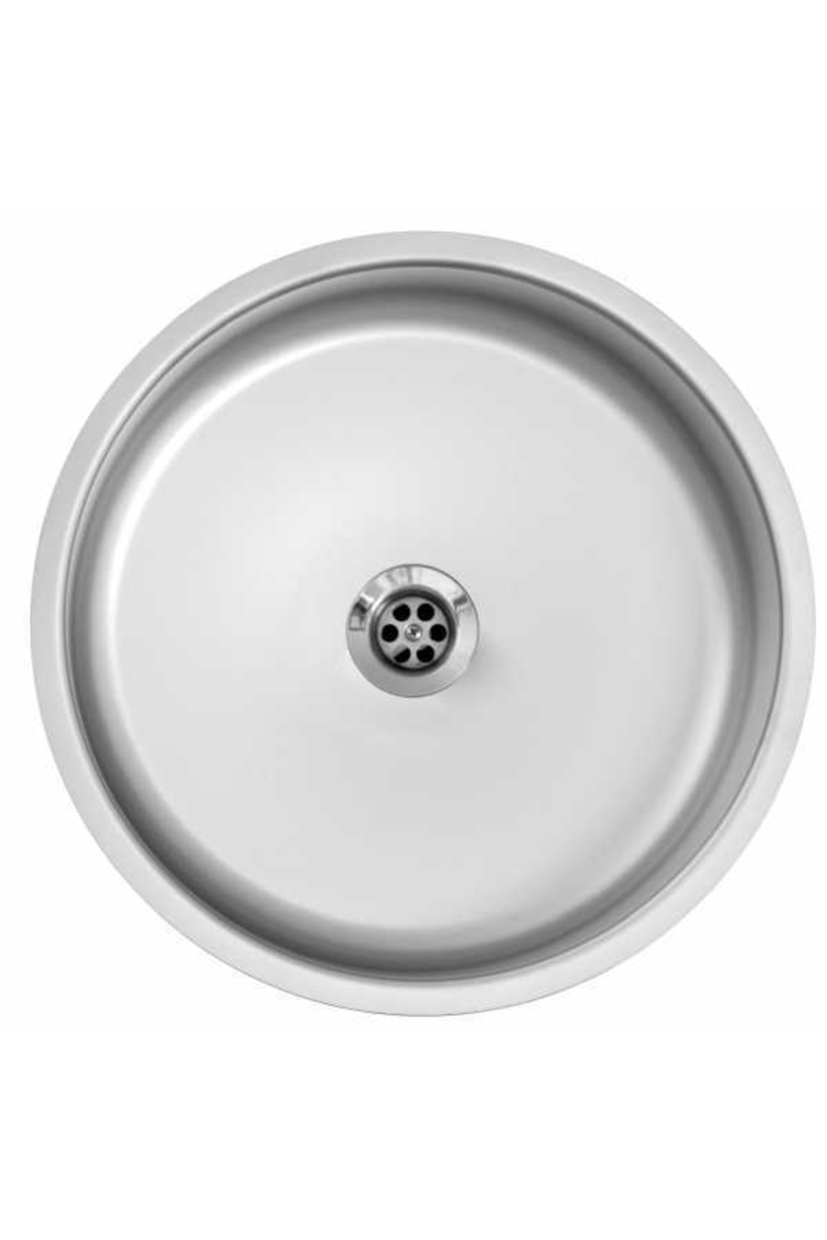 Yuvarlak Tezgah Altı Evye - 430 Kalite Düz Küçük Kafa Sifon