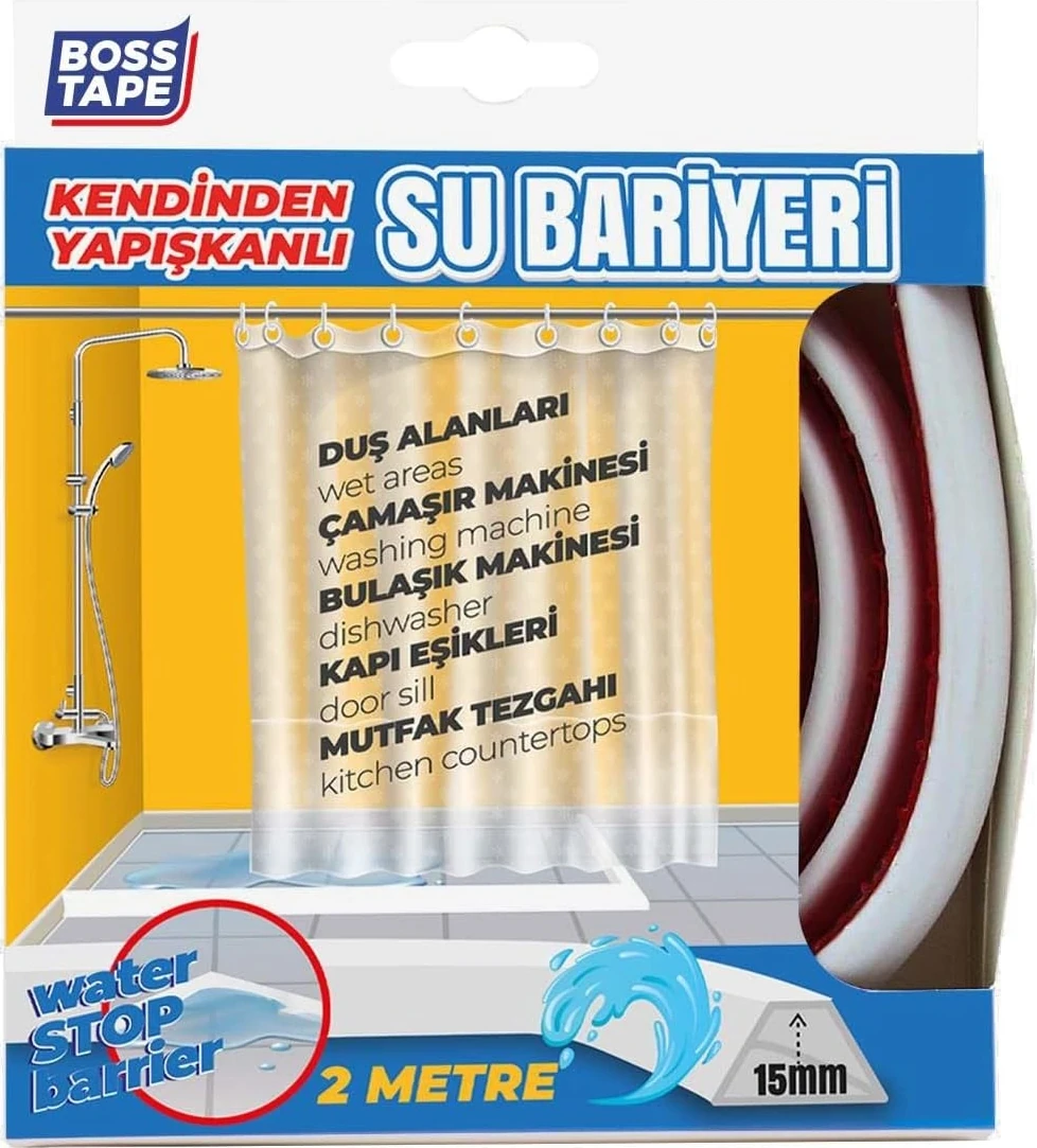 Tape Duş, Kapı Eşiği, Mutfak Tezgahı Etrafı Su Kesici Bariyer - 2 Metre