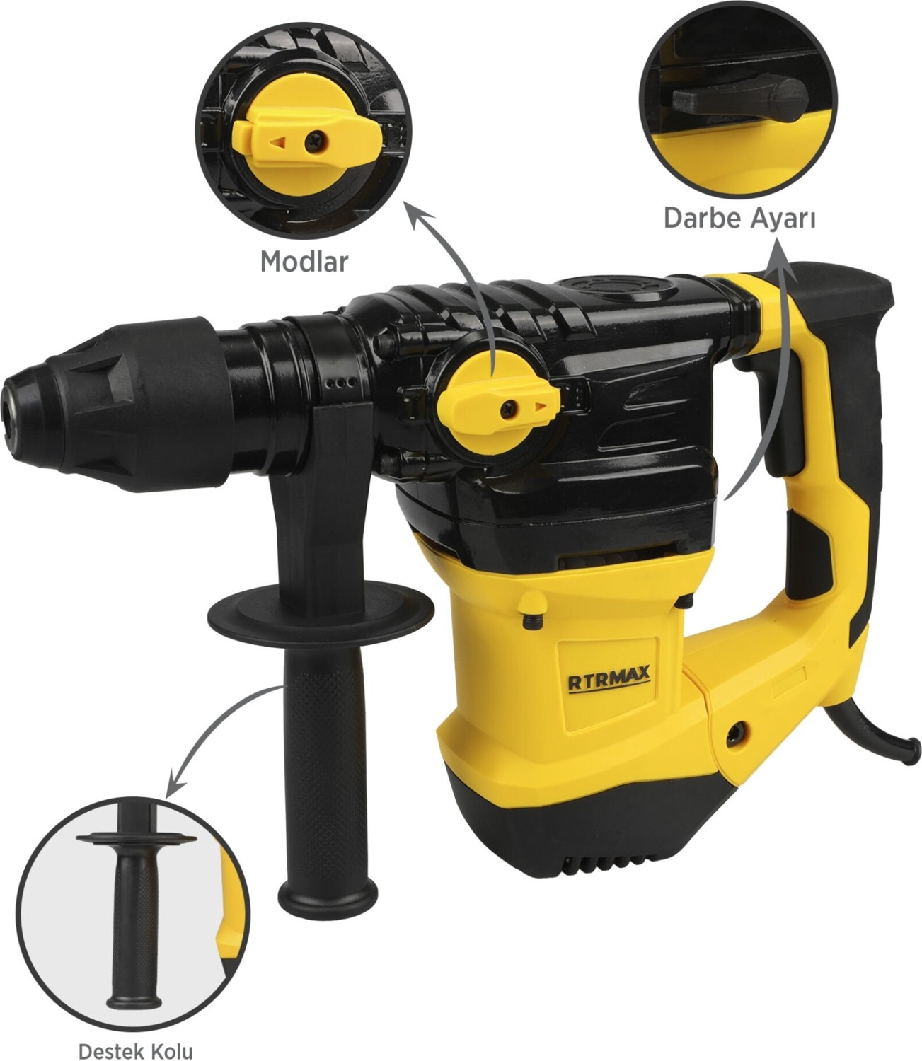 RTM2330 Elektropnömatik Sds Plus Kırıcı ve Delici 1500 W 5.5 Jul 32 mm