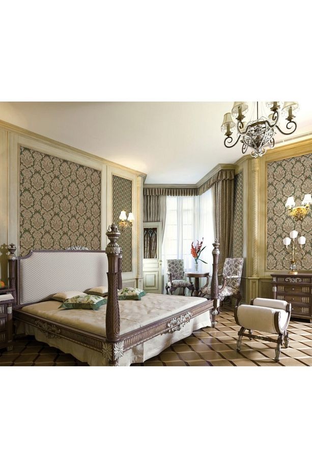 7807 Serıe | Zengin Barok Damask Desenli Duvar Kağıdı (7807-4 : Koyu, Yeşil)