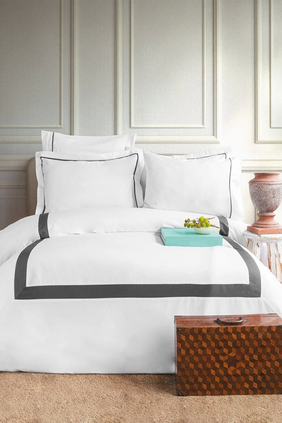 Malones 300 Tc  (120 TEL) pamuk  saten  nevresim Takımı King Size