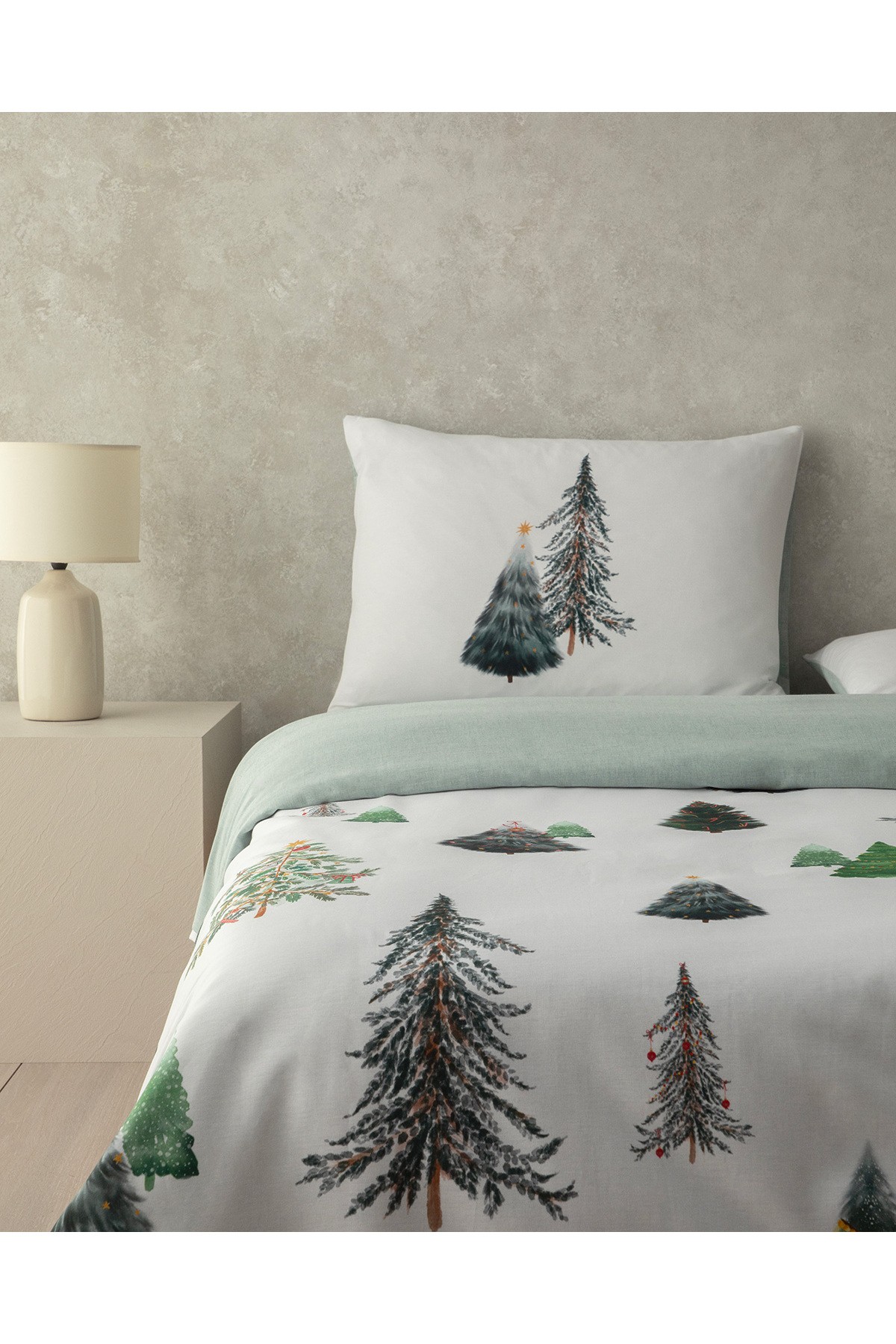 Pine Serenity Dijital Baskılı Soft Cotton Çift Kişilik Nevresim Takımı Yeşil