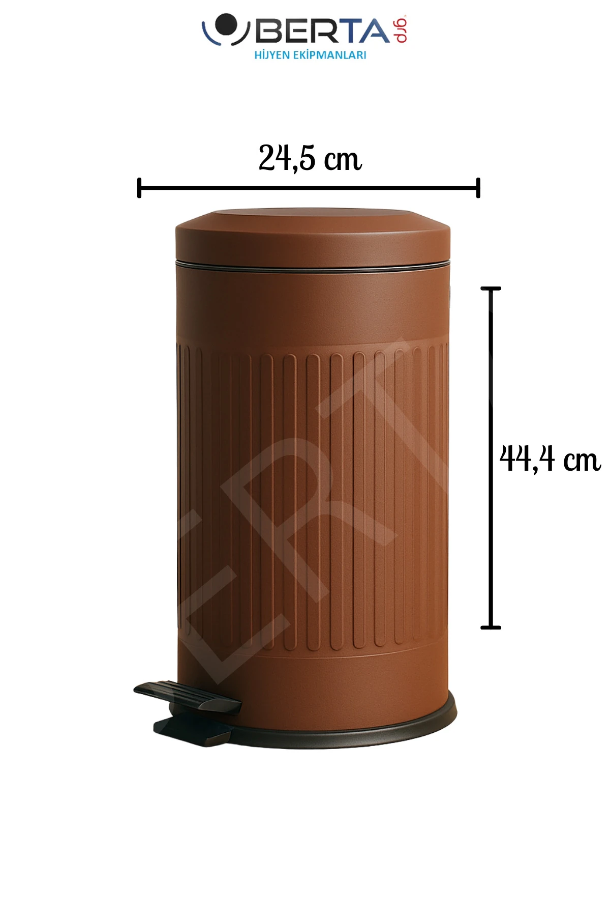 Vintage Cappucino Çöp Kovası Amortisörlü Kapak Çizgili Lüks Model 16lt Kahverengi