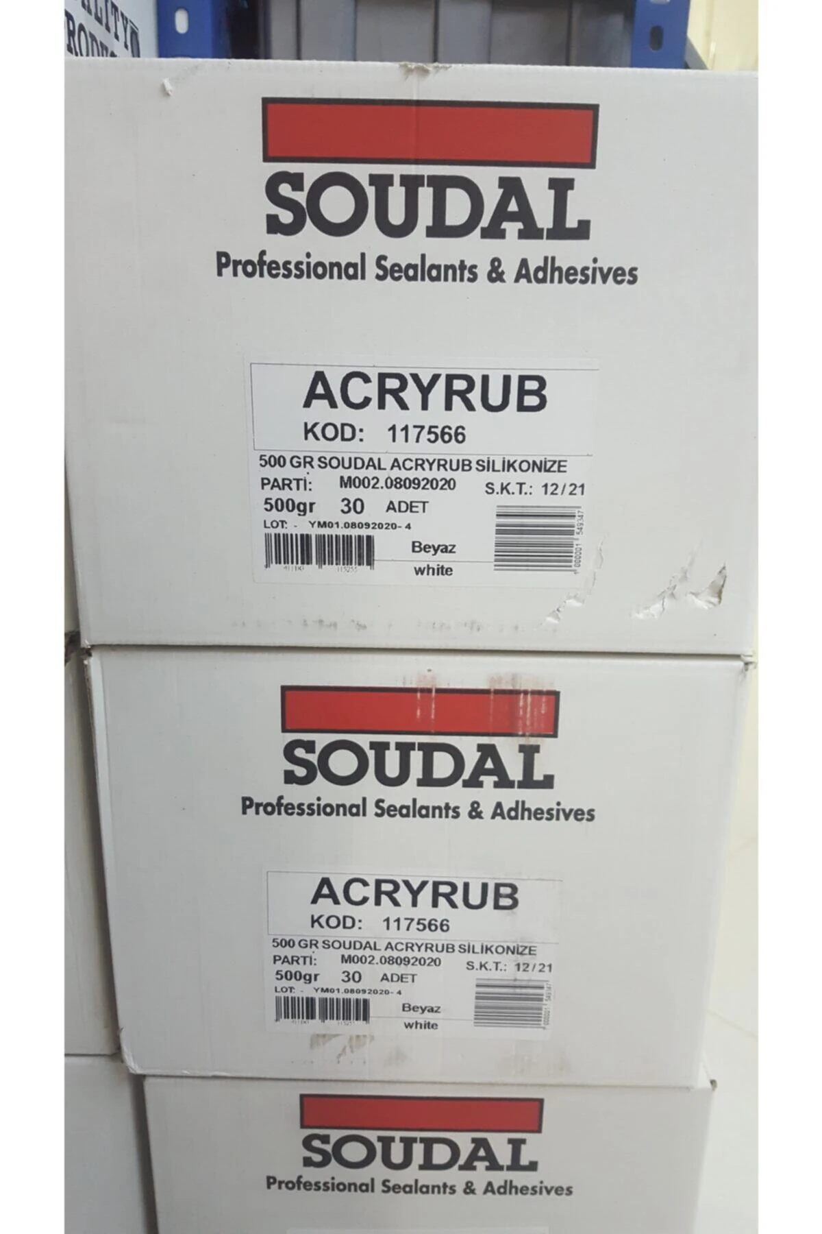 Acryrub Silikonize Mastik Beyaz 500gr - Koli 30 Adet