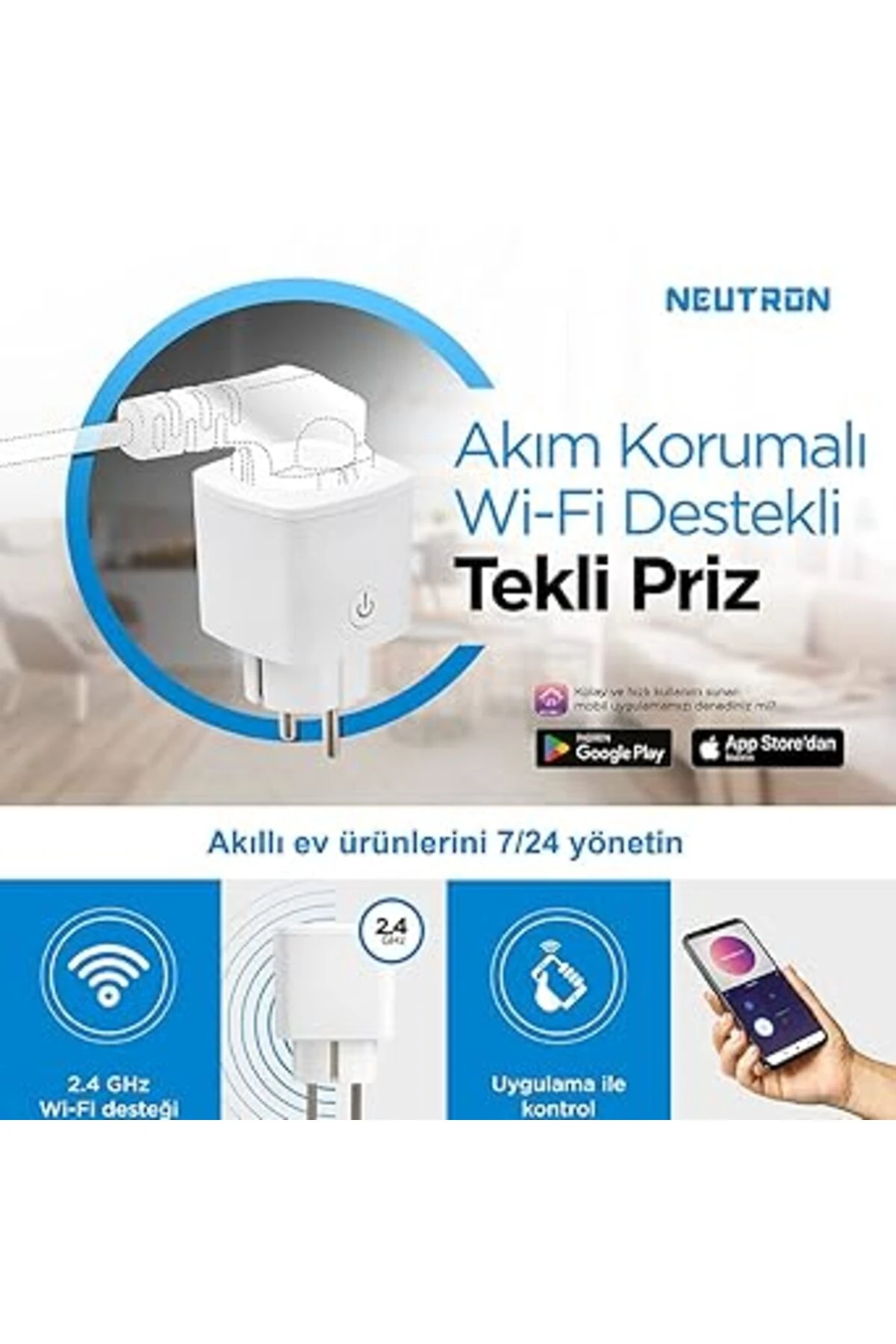 Wi-Fi 16 A Akıllı Tekli Akım Korumalı Priz