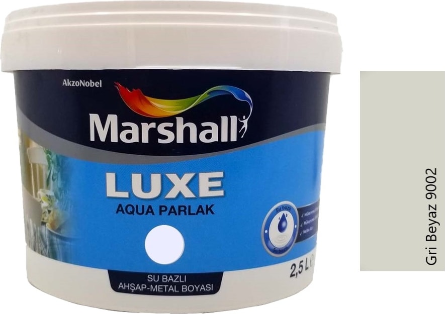 Luxe Aqua Parlak Su Bazlı Boya Ahşap & Metal 2.5 Lt Gri Beyaz 9002