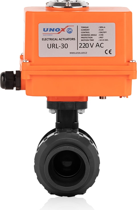 Ø50 220V Ac Elektrik Aktüatörlü U-Pvc Küresel Vana Su Için