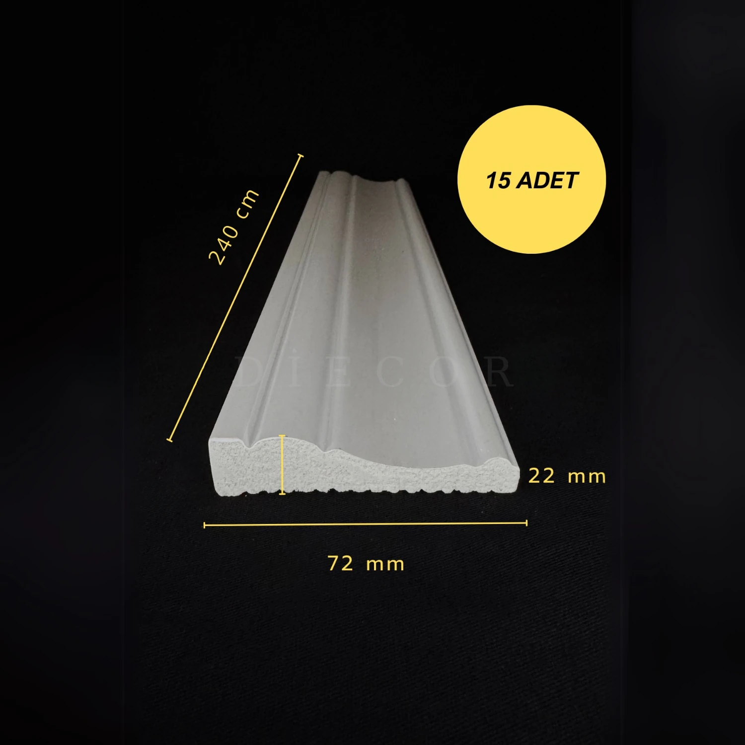 Dekoratif Boyanabilir 15 Adet 7 cm Polistren Süpürgelik