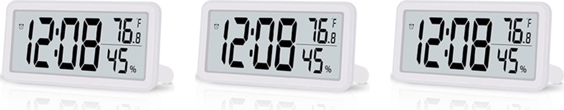 3x Dijital Çalar Saat, Masa Saati, Yatak Odası Mutfak Ofis Için Kumandalı LCD Elektronik Saat Süslemeleri - Beyaz (Yurt Dışından)