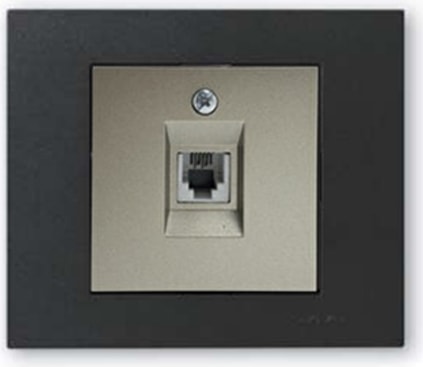 Grano Metalik Numeris Telefon Prizi Antrasit + Siyah Çerçeve