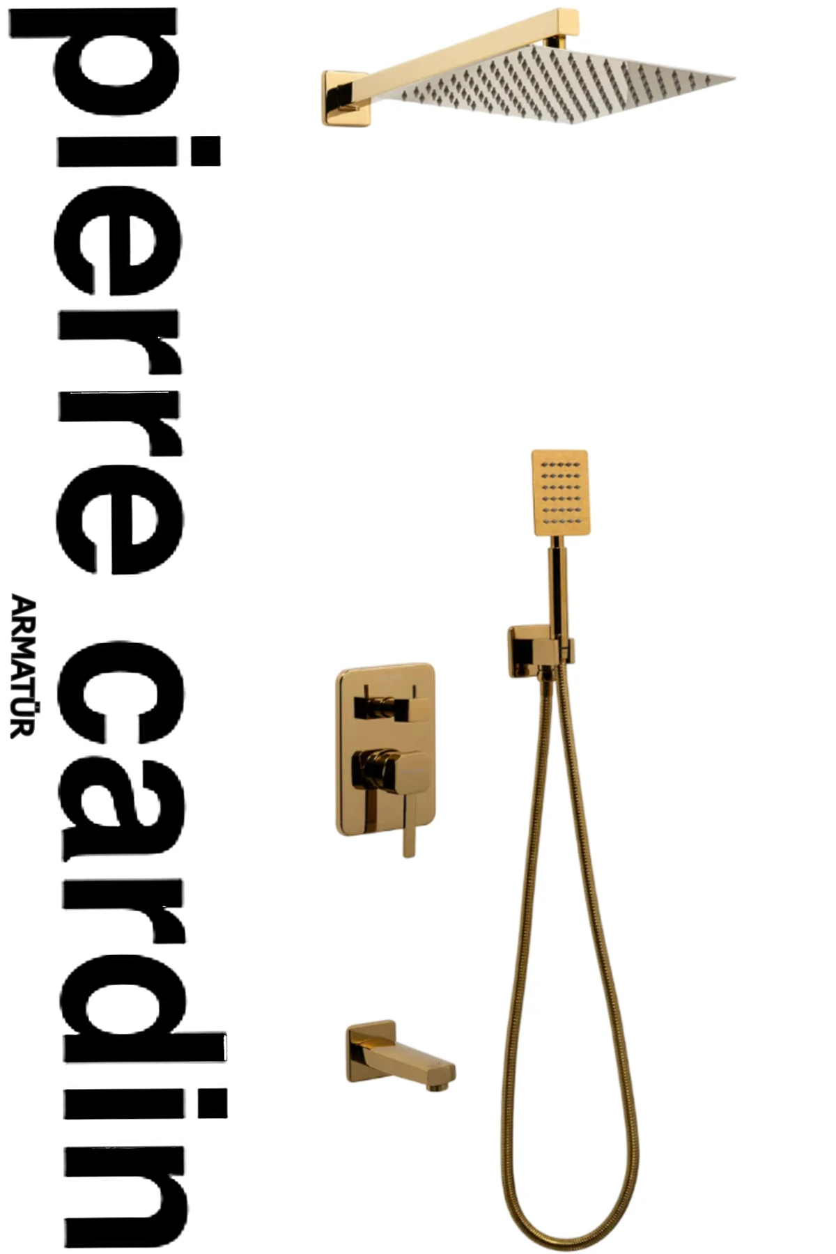 Ankastre Kare Duş Seti Altın – Yağmur Başlıklı Duş Sistemi
