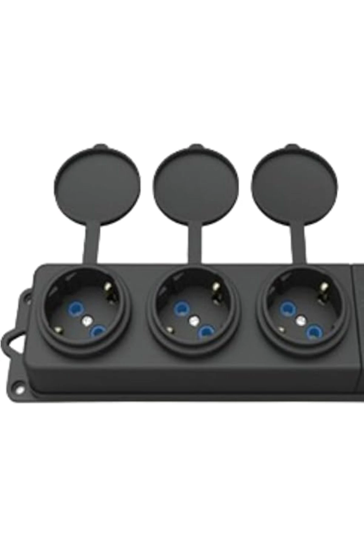 Sağlam Uzatma Monofaze Kauçuklu Bahçe Çoğaltıcı Dış Mekan Korunaklı Priz Kapaklı Siyah Grup 3'lü