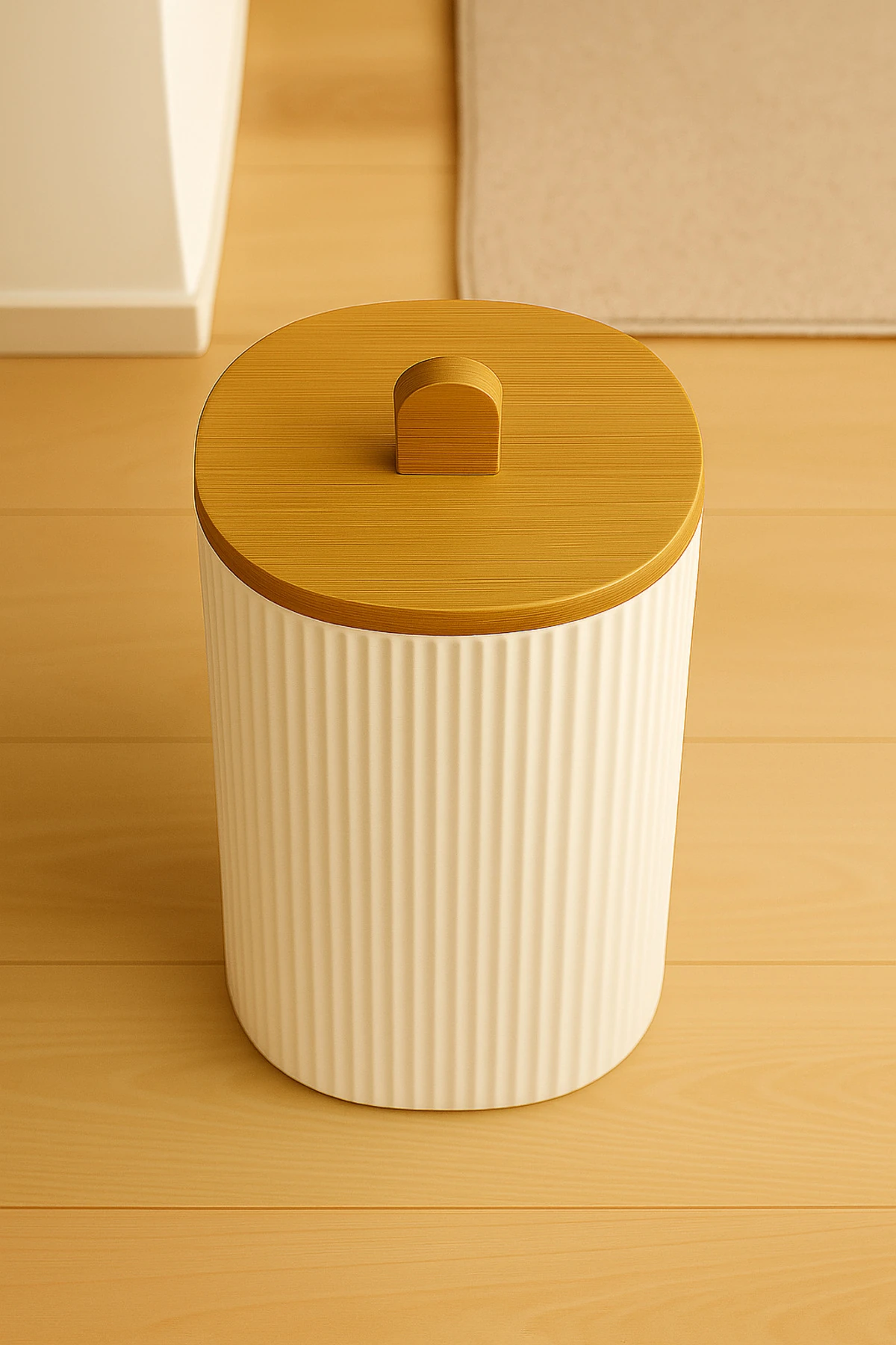 Bambu Kapaklı 8 LT Çöp Kovası – Doğal ve Şık Mutfak Çöp Kovası