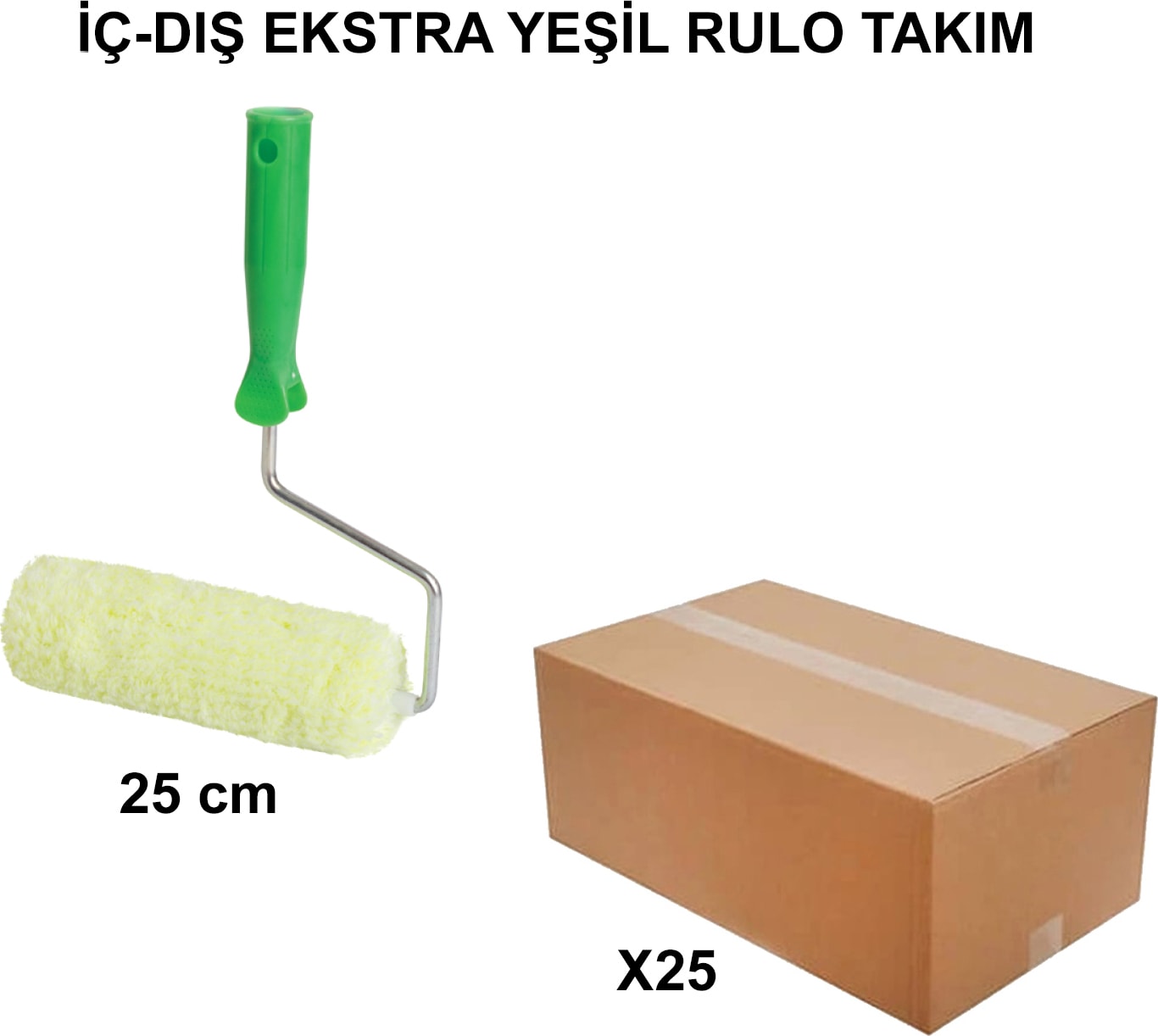 İZMİR FIRÇA Izmir Fırça Arge Toptan Iç - Dış Extra Yeşil Rulo Takım 25CM - 25 Adet 012257