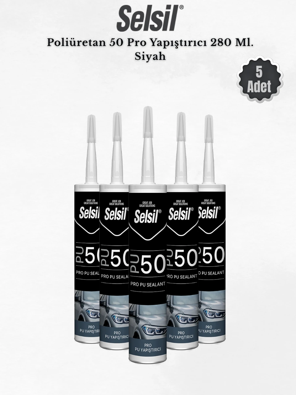Poliüretan Mastik Siyah 280 Ml. - 5 Adet