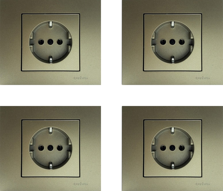 Grano Titanyum Topraklı Priz Çerçeveli 4 ADET