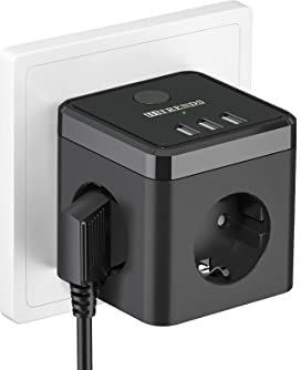 Isıya Dayanıklı Termal, Akım Korumalı 16A 4000W, 3xusb, 2.1 A, 3 Priz, Çocuk Korumalı Çoklu Küp Priz