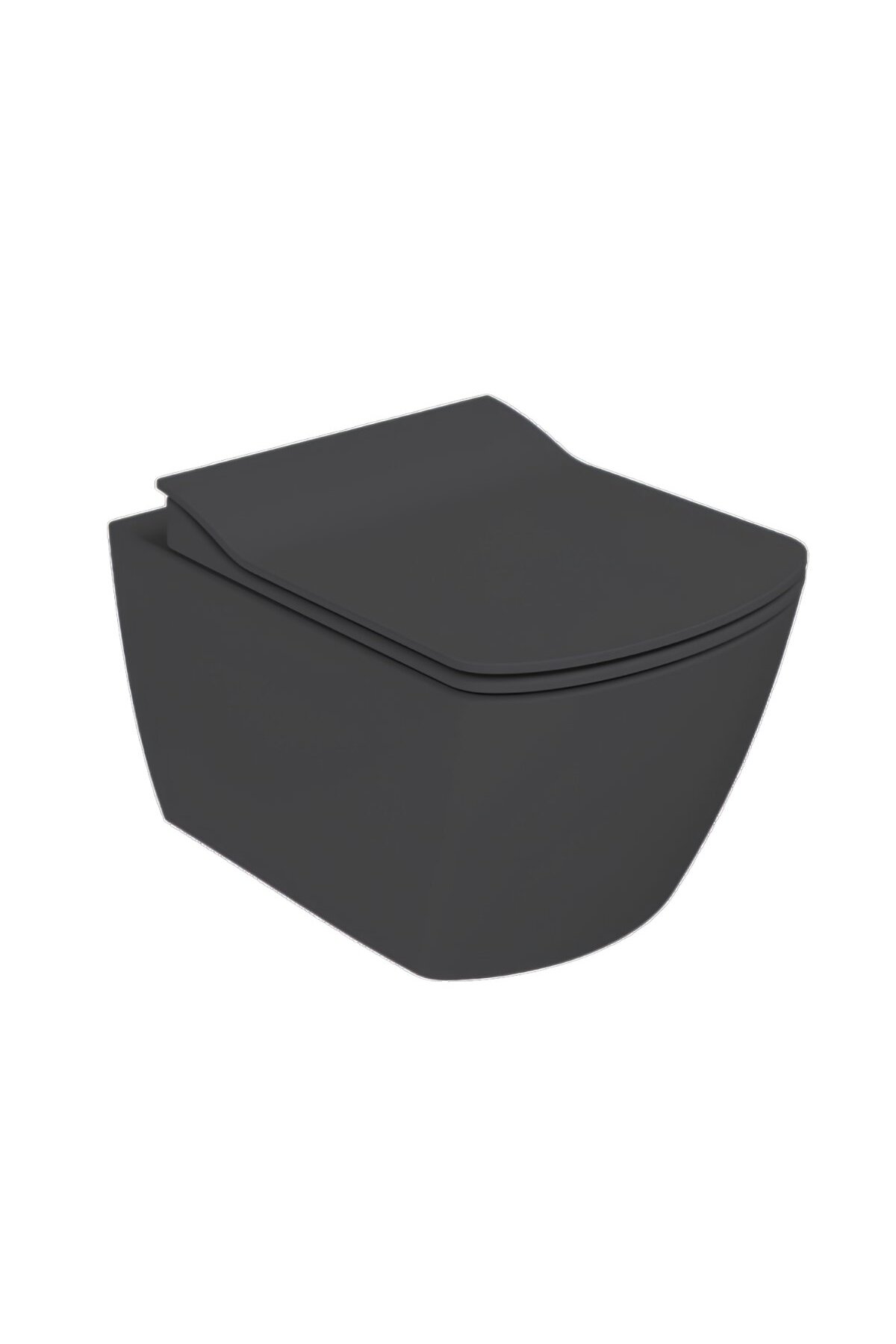 Elegant Mat Antrasit Kanalsız Asma Klozet EG321, Elegant Duroplast Yavaş Kapak