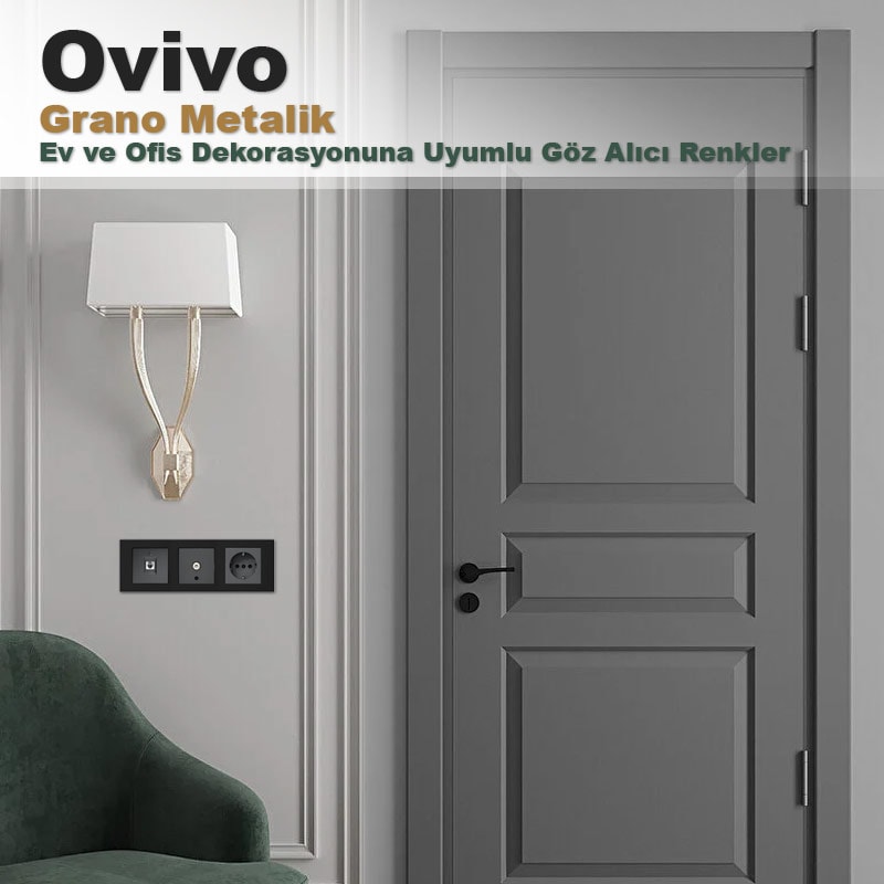 Grano Metalik Üçlü Anahtar Antrasit + Füme Çerçeve