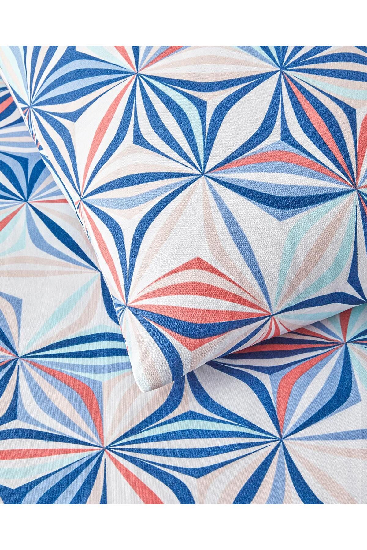 Vivid Lines Kolay Ütülenir Çift Kişilik Nevresim Takımı Mavi