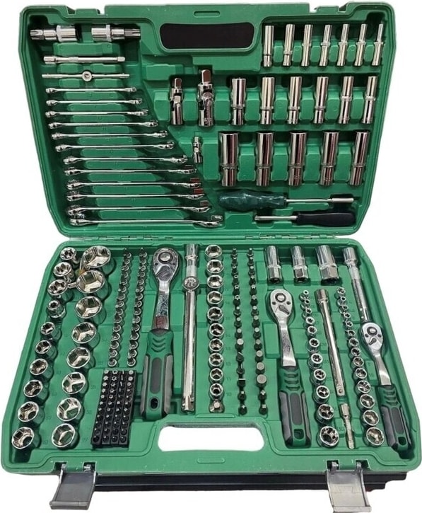 Tam Profesiyonel Germany 72 Diş Eğik Cırcır 216 Parça Lokma Takımı Oto Tamirci Tam Set 1/2-3/8-1/4